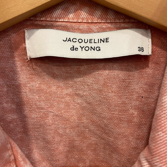 2/$25 Jacqueline de Yong Denim Spring Jacket Pink Size 36 GUC - Picture 7 of 7